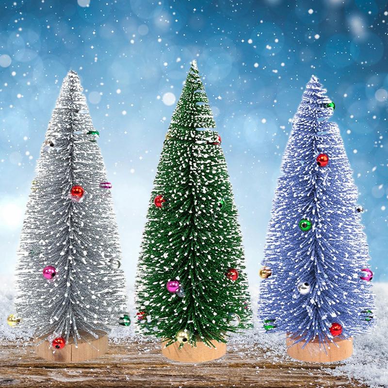 Desktop Decoration Small Pine Tree Snow Frost Colorful Pine Needle Powdered Mini Christmas Tree