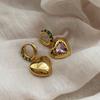 Inlaid Zircon Temperament Earrings, Ear Buckles, High-End Pink Love Earrings, Light Luxury And Exquisite Versatile.