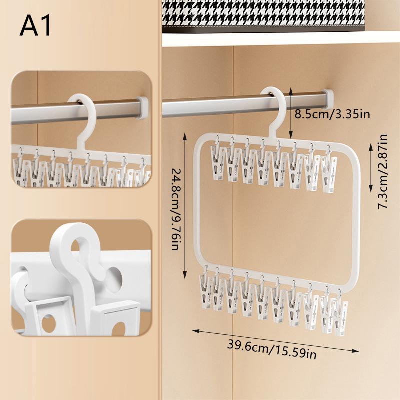 Multi-Clip Sock Drying Rack Multi-Functional Removable Space-Saving Socks Underwear Baby Saliva Towel Household Storage Rack