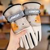 Cute Cat Velvet Thickened Student Girl Running Outdoor Cycling Fall and Winter Warm Touch Screen Waterproof Anti Slip Gloves