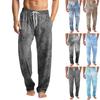 Мужские вязаные модные брюки с принтом, карманами, повседневные, пижамные