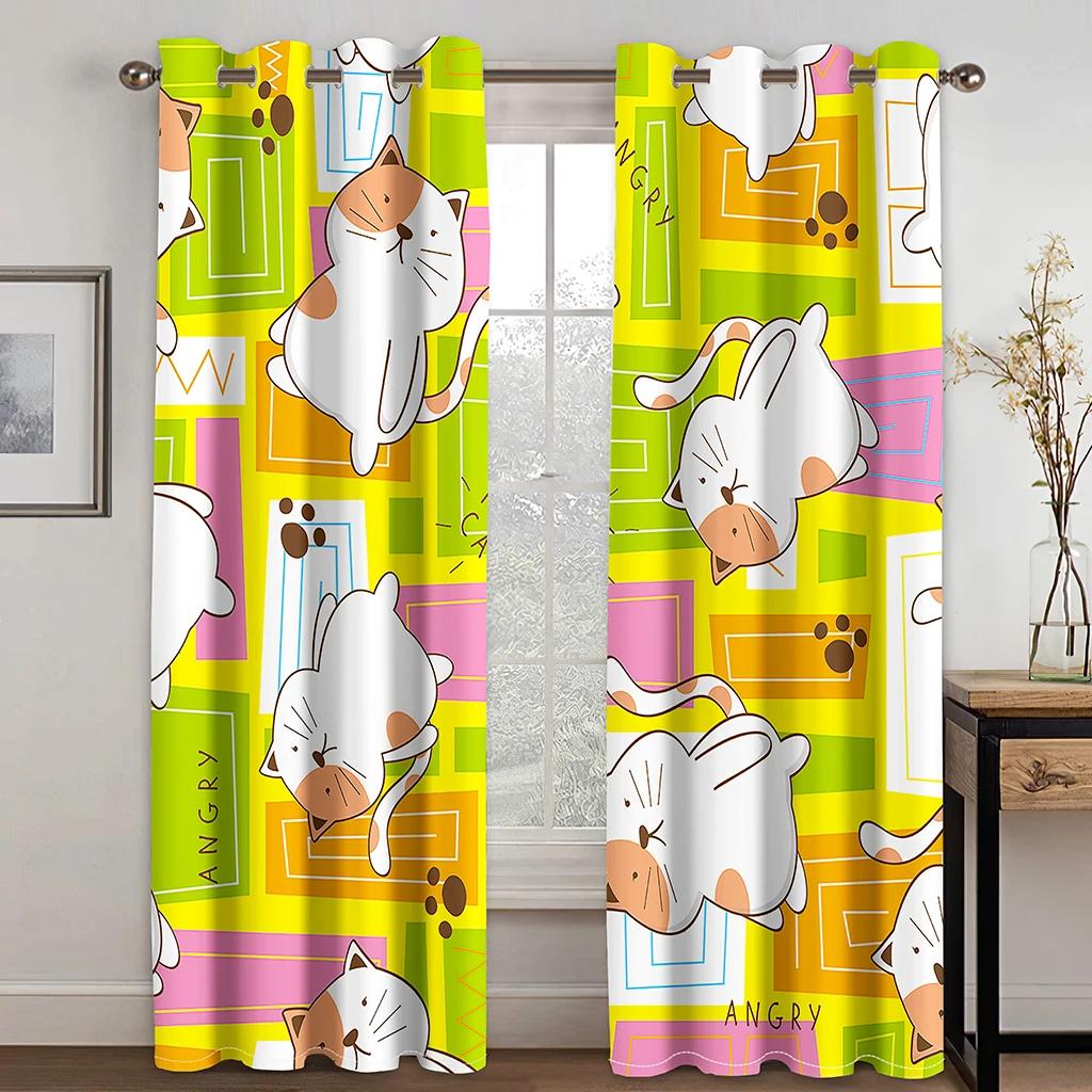 3D Современный милый мультяшный кот ребенок высокая затемняющая оконная штора разные стили мультяшного узора спальня гостиная затемняющая штора