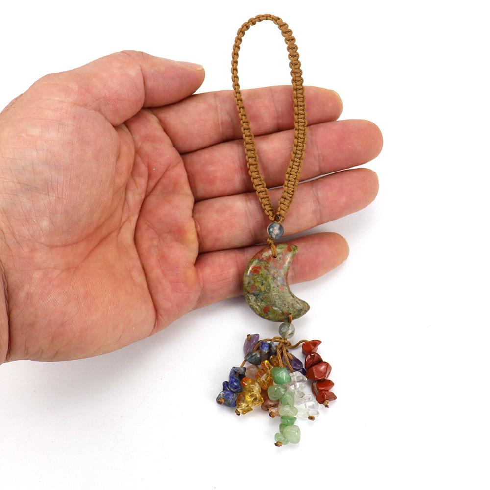 Crystal Moonstone Car Pendant Handmade Beaded Tassel Gift For Car Interior Decor