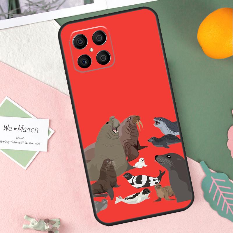 Чехол 'Тюленята' для Honor 200 Lite 50 70 90 X9b X9a X8b X8a X8 X9 X9c Honor Magic 7 Pro 5 6 Lite