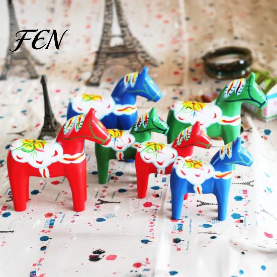 Handcrafted Wooden Animal Figurine Hand Painted Dala Trojan Horse Figurine, Solid Wood Rustic Statue, Decorative Tabletop Ornament for Home Farmhouse