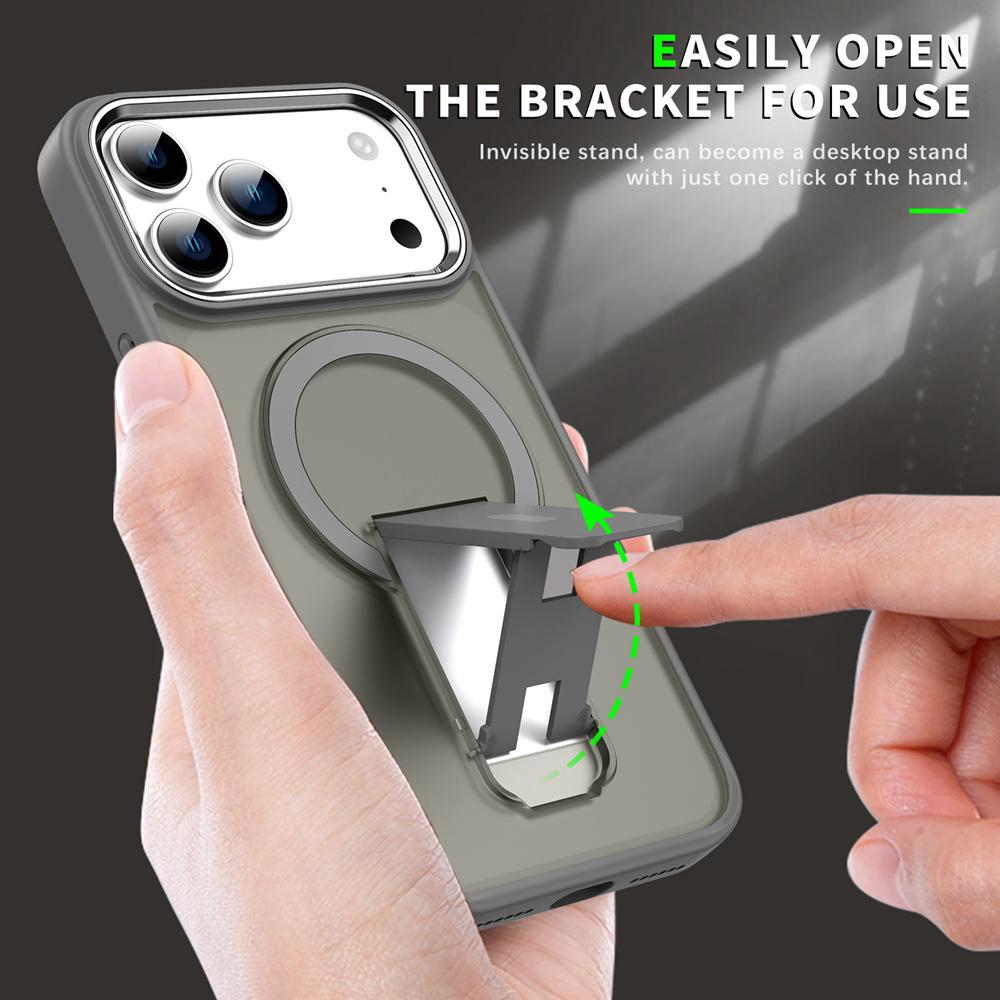 KEYSION Противоударный матовый полупрозрачный чехол для MagSafe для iPhone 17 Pro Max 17 Air с подставкой, беспроводная зарядка, задняя крышка для телефона