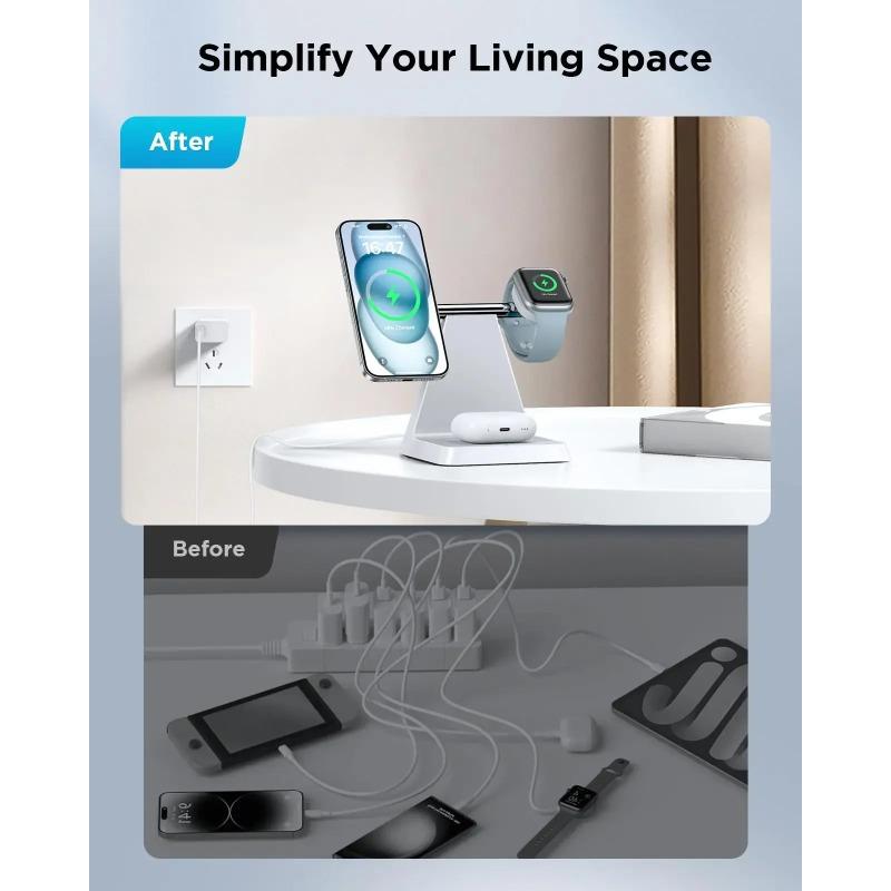 Магнитное беспроводное зарядное устройство для iPhone - 3-в-1 магнитная безопасная зарядная станция для различных устройств