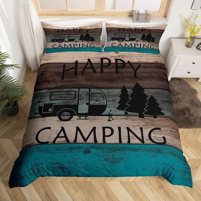 Пододеяльник Happy Camping Queen Full Twin King Тема Кемпинга Чехол для Одеяла С 2 Наволочками Рустикальный Фермерский Стиль Комплект Постельного Белья