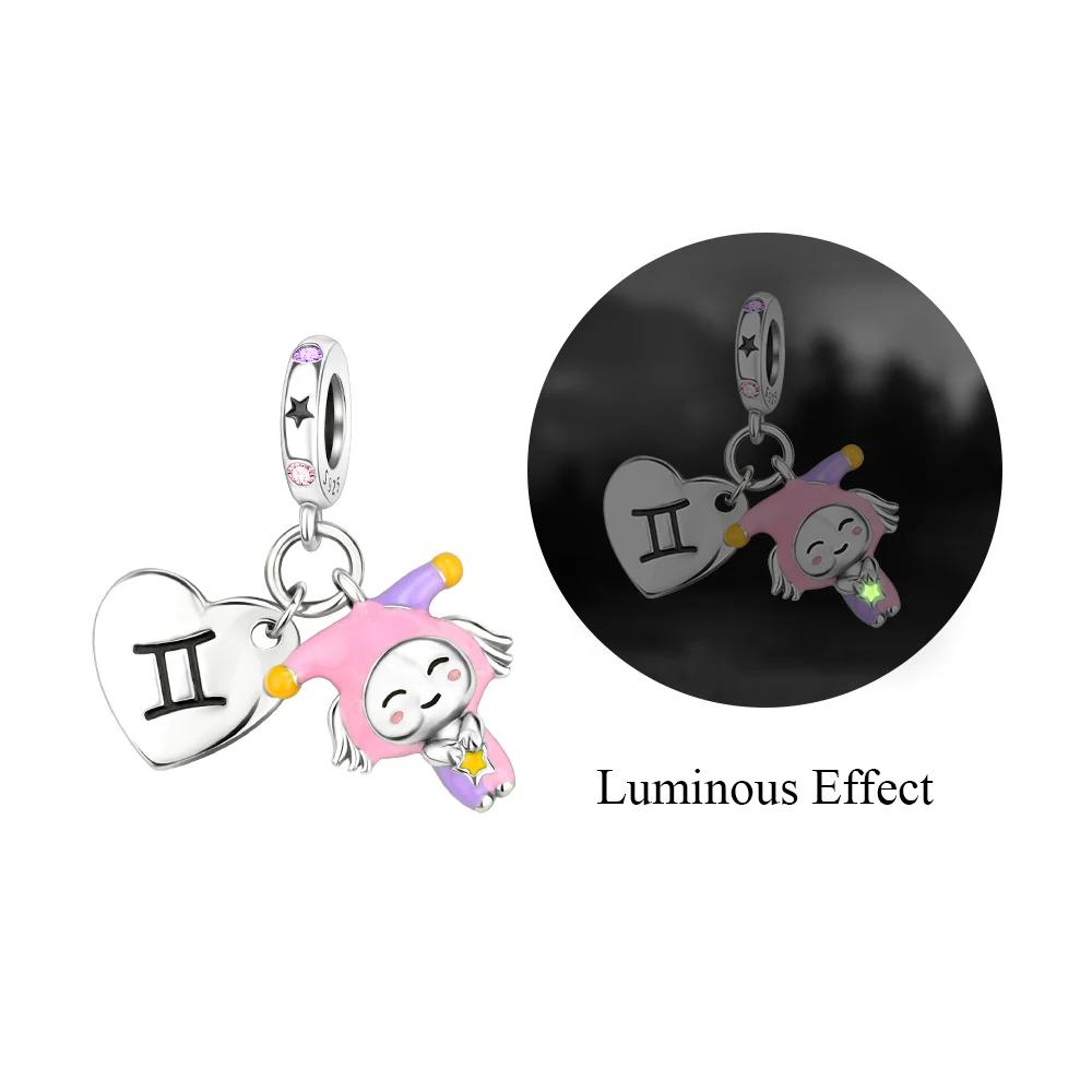 Оригинальные медные шармы, символы удачи, бусины знаков зодиака, светящиеся подвески-звезды, подходят для браслета, DIY, изящные ювелирные изделия, подарок