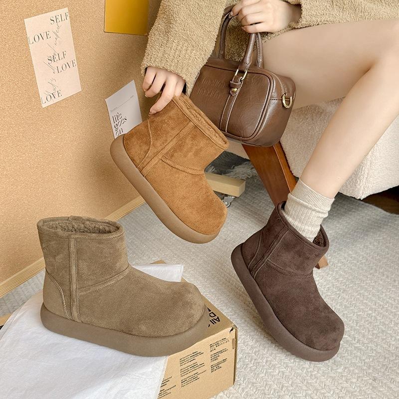 New velvet thickened kapibara cotton shoes versatile bread winter snow boots women's short boots thick-soled big head