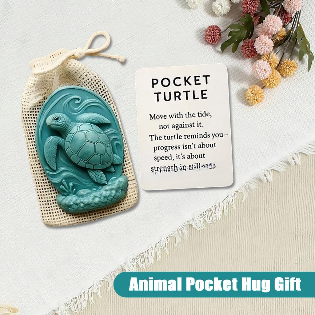 Подарок «Карманные объятия животного», Открытка-памятка «Объятия животного», Вдохновляющий и продуманный подарок, Фигурки, символизирующие смелость, мудрость и силу