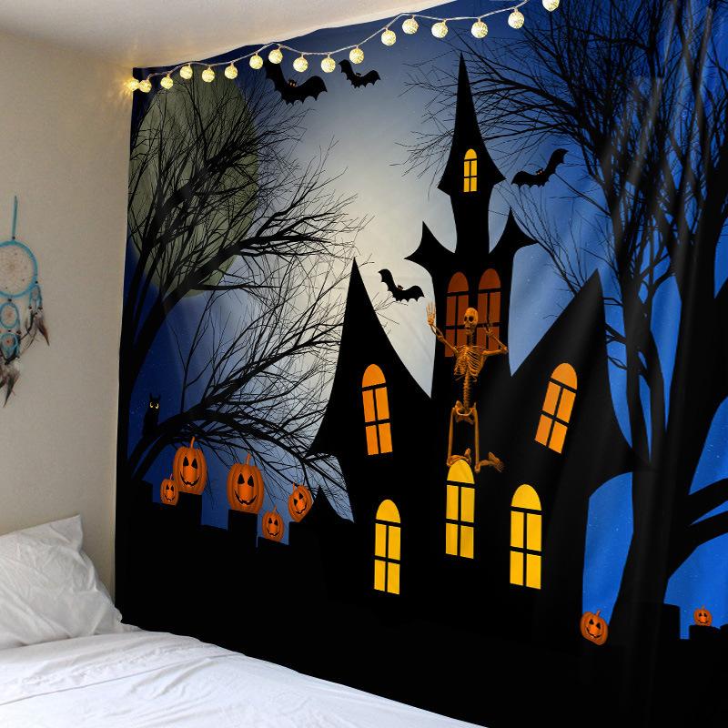 Happy Halloween Tapestry Wall Hanging Home Decor Horror Pumpkin Blanket Witch Aesthetics Living Room Tapestry Decoration