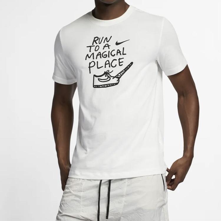Nike DRI-FIT Running Quick Dry Breathable Athleisure Casual Sports Short Sleeve White Men's AO0651-133