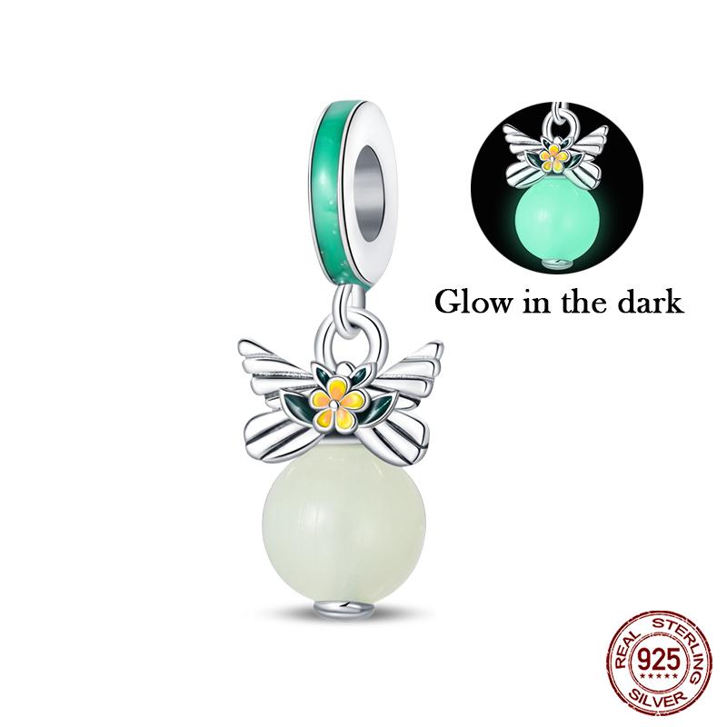 Новые 100% Медные Светящиеся в темноте Подвески-шармы с драгоценными камнями в форме сердца и бабочки, Подходят для оригинального браслета Qikaola, DIY, Ювелирные изделия на день рождения