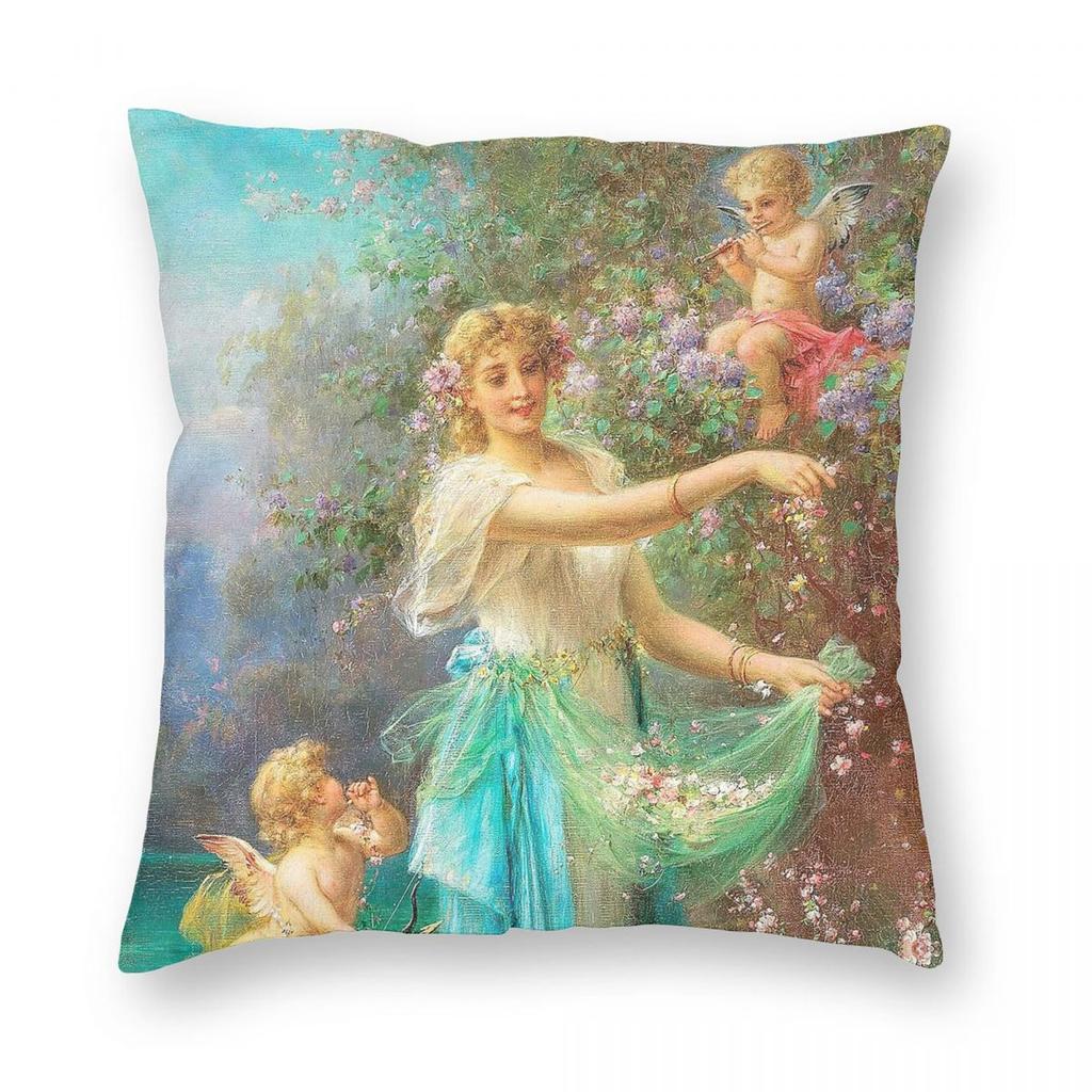 Ханс Цатцка Аллегория Весны с Амуром Квадратная Наволочка Полиэстер Лен Бархат Печатная Декоративная Наволочка Чехол для Подушки Домашний