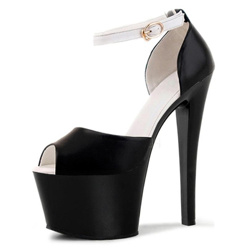 2025 новые летние модные женские босоножки на высоком каблуке с принтом «рыбий рот», с пряжкой в виде одного слова, тонкий каблук 20 см, модная женская обувь