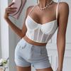 Sequined Fishbone Steel Ring Sexy Nightclub Crop Top