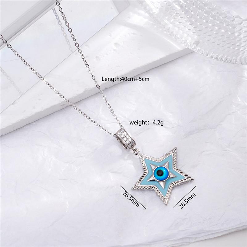 Fashion Hamsa Evil Eye Zircon Pendant Necklace Stainless Steel Chains High Grade Geometric Choker Jewelry Gifts For Women Girls