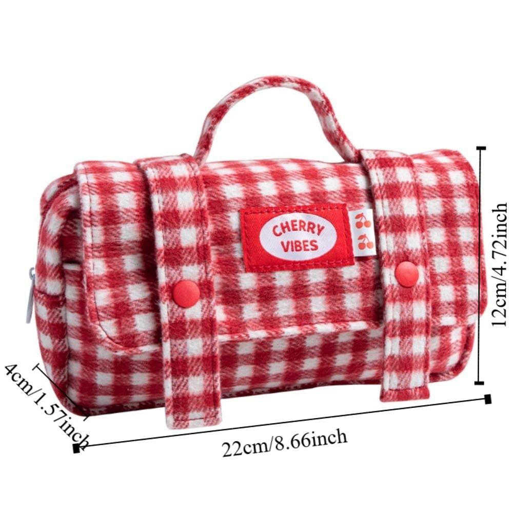 Sweet Grid Pencil Case Portable Pen Organizer Pouch Cute Stationery Organizer Office Use