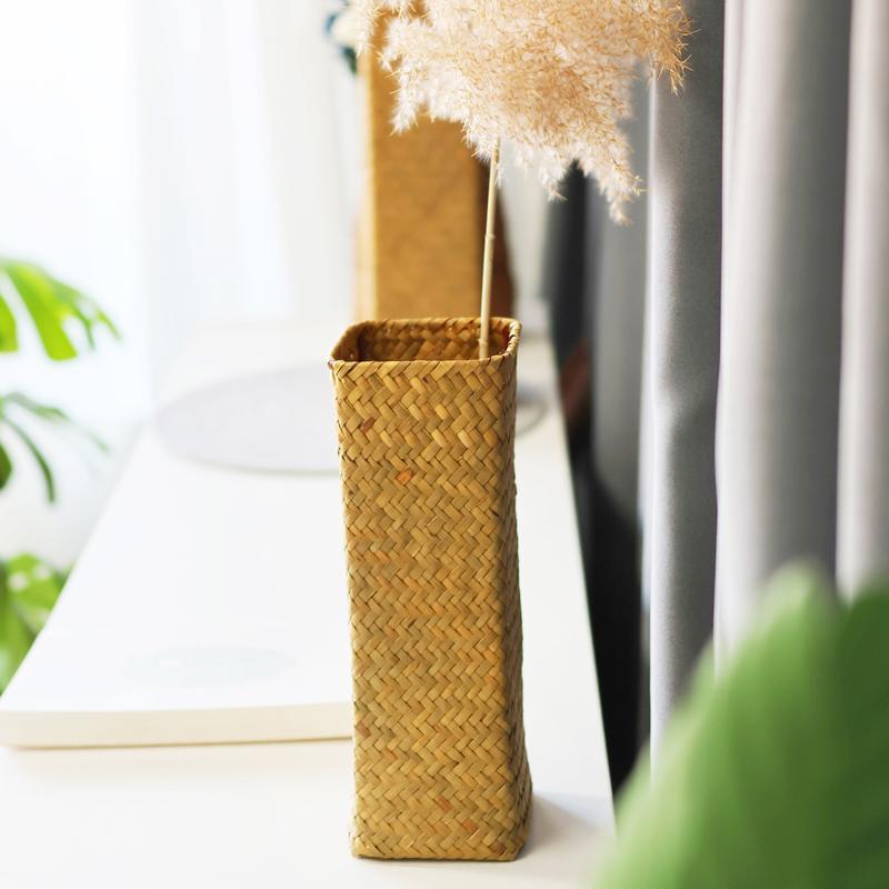 Плетеная ваза для цветов ручной работы Креативная плетеная корзина для цветов Комнатный флорист Гипсофила Горшок для сухоцветов Домашнее украшение