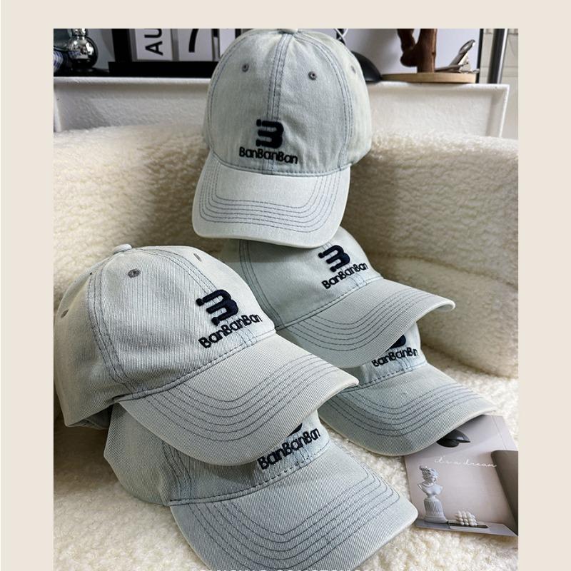 Embroidery Letter Washed Denim Baseball Cap Children Spring Summer Autumn Versatile Sunshade Show Face Small Cap