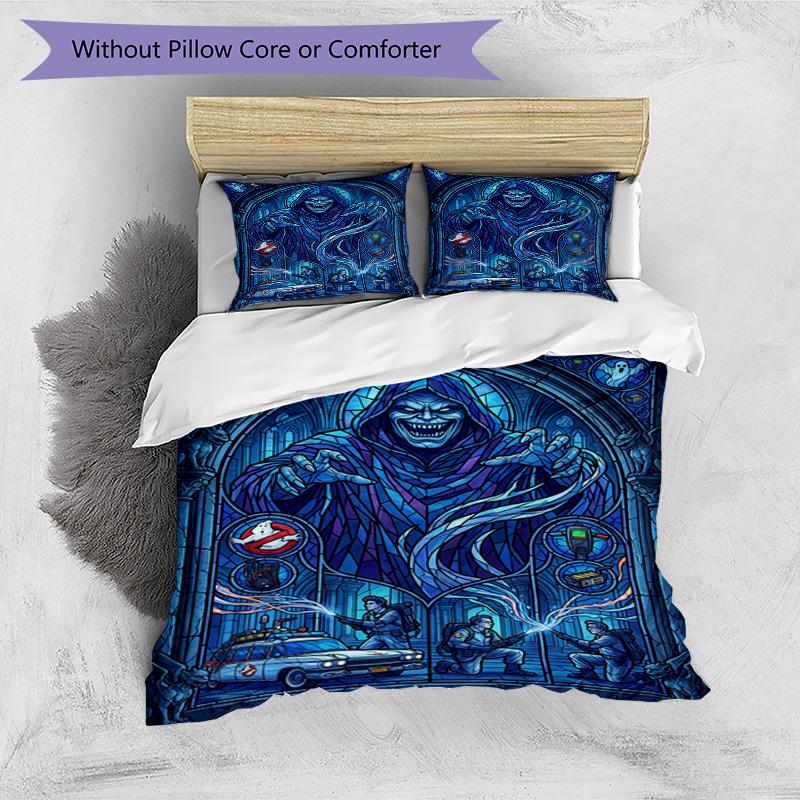 3pcs Duvet Cover Set (1*Duvet Cover + 2*Pillowcase, Without Core), Ghostbusters Print Bedding Set, Bedroom Decor, All‑Season, Birthday Gift