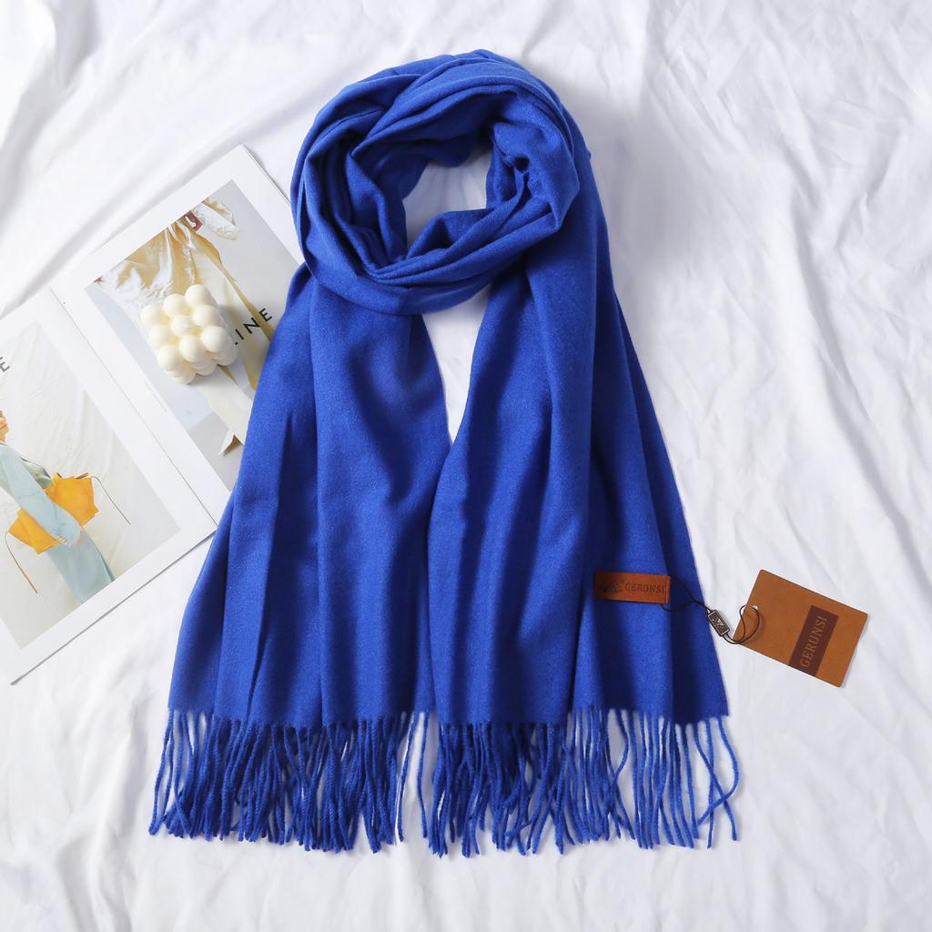 Cashmere Hand Feel Autumn And Winter Solid Color Scarf Women'S Thick Tassel Simple And Versatile Soft And Warm Imitation Cashmere Shawl