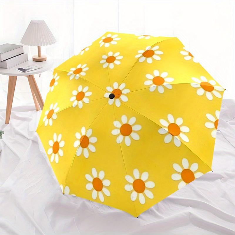 1pc Daisy Pattern Automatic Open/Close Umbrella, Ideal Fan Gift for Birthday, Christmas, Trendy Fashion yy250828106