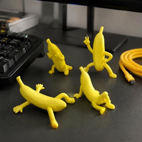 Креативный декор для полки 4 шт. Забавная фигурка Человека-банана, 3D-печатный персонаж, причудливые настольные украшения, милые новинки для стола для