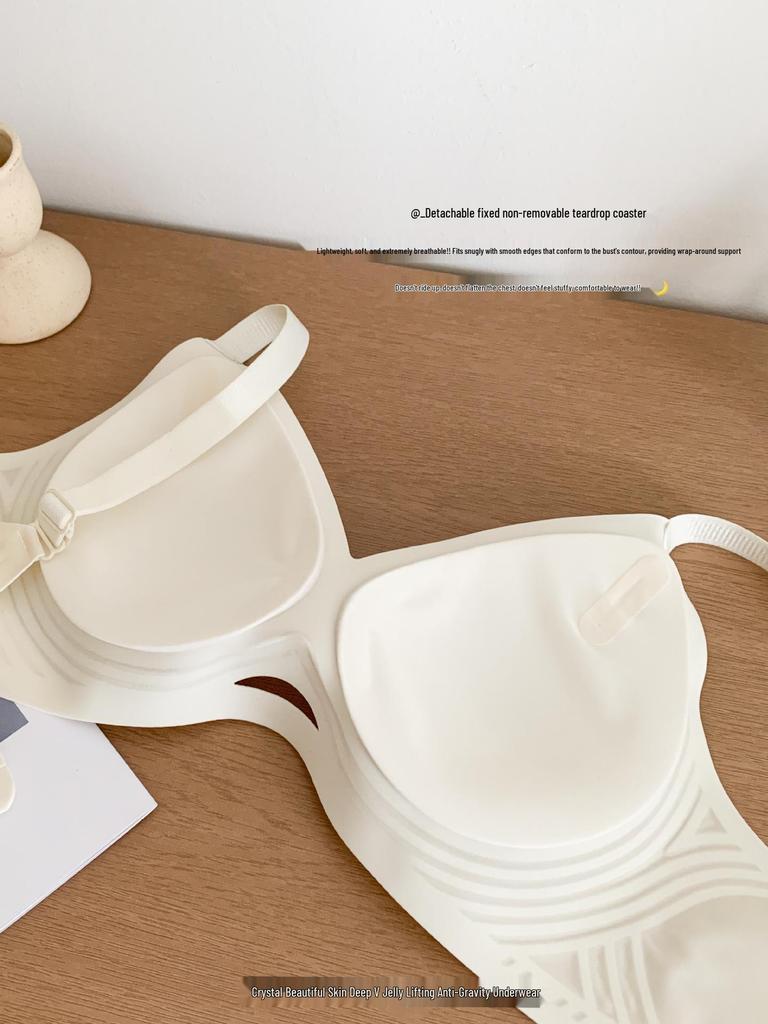 Желейный Мягкий Бесшовный Тонкий Бюстгальтер из Ледяного Шелка для Женщин - Поддержка Маленькой Груди, Предотвращение Провисания, Без Косточек, Собирающий Стиль