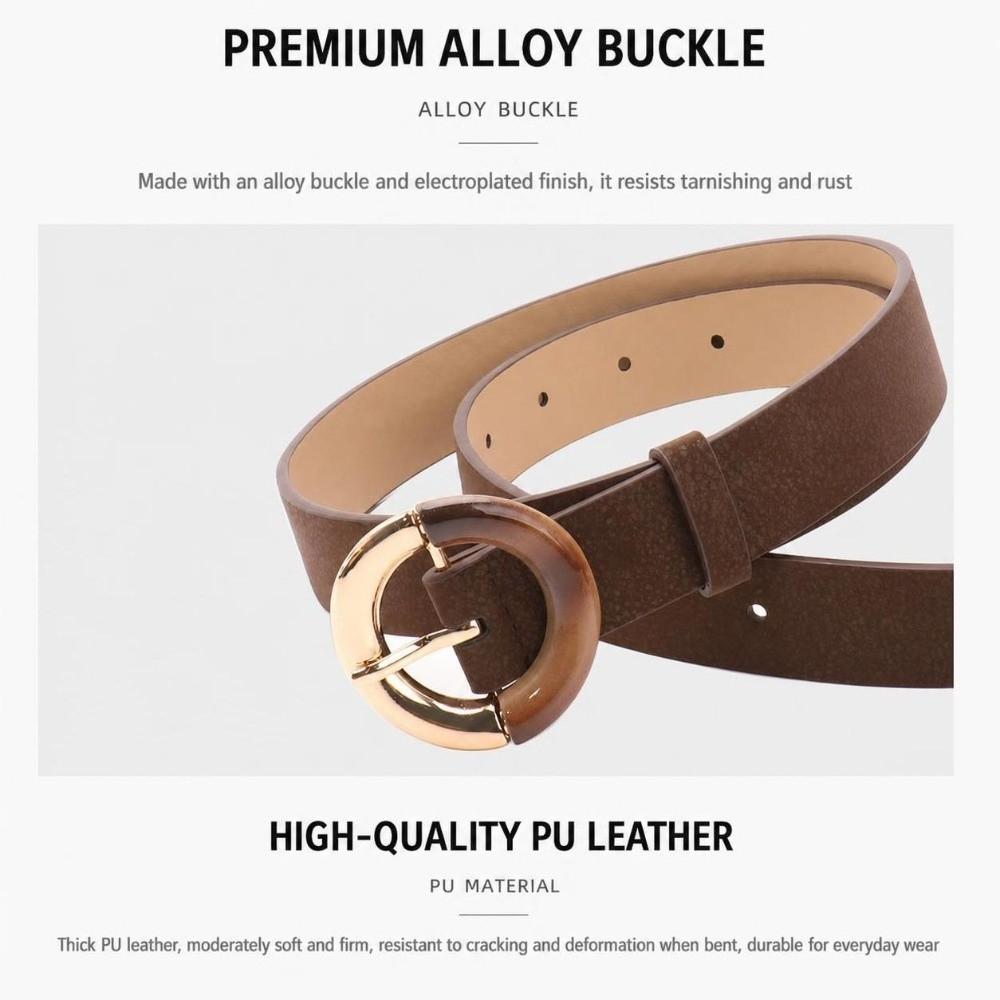Alloy Metal Buckle Fashion Waist Belt PU Leather Faux Leather Belt Simple Dress Belt For Women