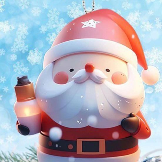 Christmas Santa Claus Ornaments 2D Acrylic Xmas Tree Hanging Decoration for Door Window Wall Tree Party Decor