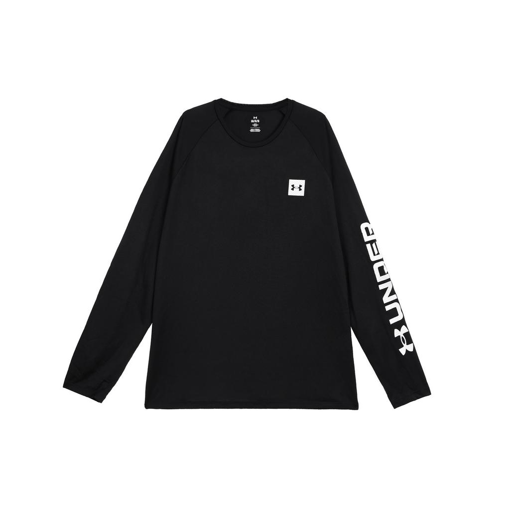 Under Armour Tech Logo Print Vintage Training Футболка с длинным рукавом для мужчин, черные 1379782-001