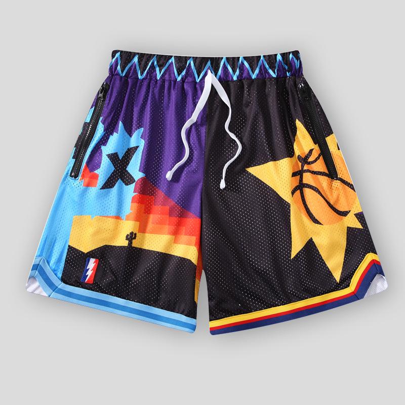 Unisex Retro Mesh Basketball Shorts - Breathable, Double-Layer, Above-Knee Casual Wear for Summer