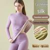 Women's Cashmere Silk Thermal Underwear Set: Seamless Autumn/Winter Top and Bottoms with Thickened Velvet