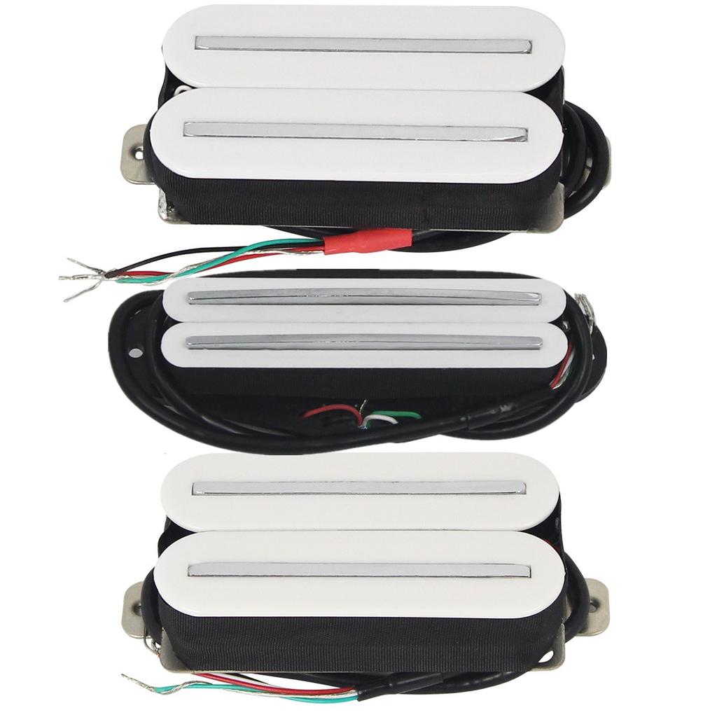 FLEOR Набор из 3 керамических звукоснимателей Humbucker с двойными рельсами для электрогитары, для гитары HSH, Черный/Белый
