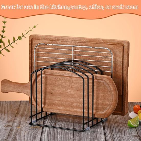 Стеллаж для хранения подносов Металлический органайзер для подносов для кухонной столешницы Стеллаж для разделочных досок Современная универсальная полка-паллет для дома и коммерческого использования