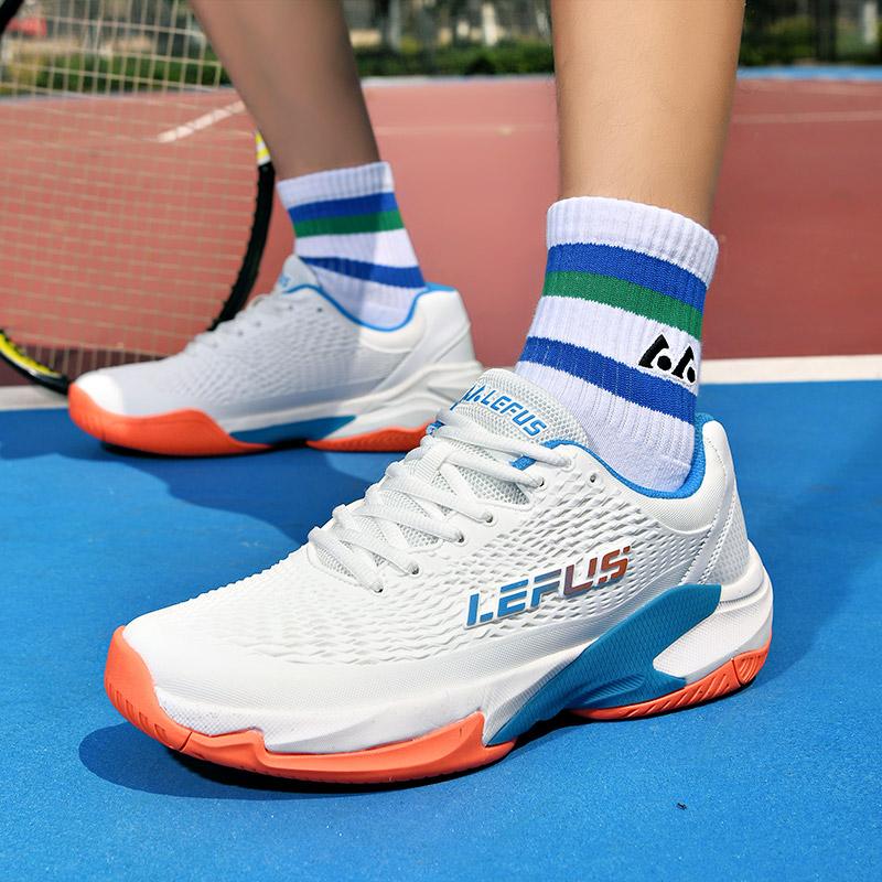 Breathable Badminton Shoes for Men Women Lace-up Tennis Sneakers Non-slip Gym Sneakers Athletic Training Shoes Volleyball Shoes