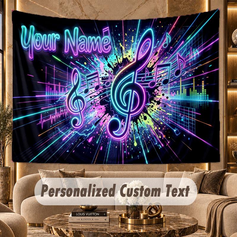 Music General (482) Theme Wall Tapestry Customized With Name Text Personalized Hanging Tapestry For Bedroom Living Room Decor