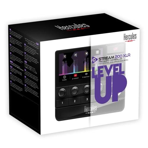 Hercules Stream 200 XLR USB Audio Mixer with Microphone Preamps, LCD Display, 4 Action Buttons, and a Customizable Interface for Mastering Live Mixes