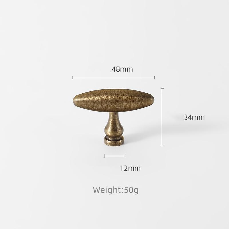 Olive-Shaped Brass Cabinet Knobs, French Style Modern Drawer Pulls, Oval Single Hole Handles for Wardrobe, Luxury Solid brass