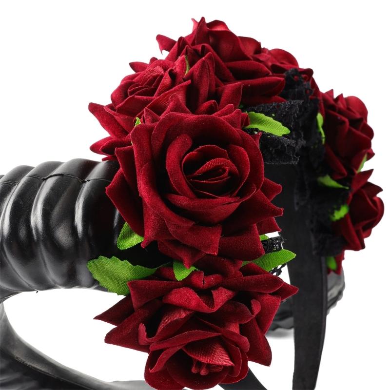 Готический кружевной костюм ведьмы Обруч для волос Готический Темный Кружевной Рог Укладка волос для Живого Шоу Повязка на голову Карнавалы