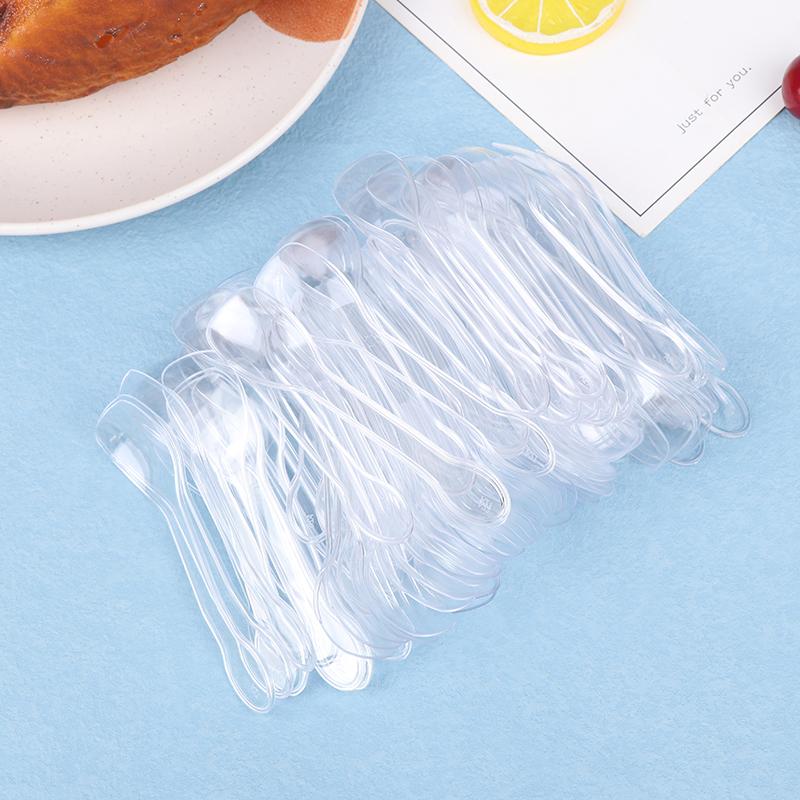 100 шт. Мини пластиковые ложки столовые приборы ложки для желе мороженое десерт закуска пластиковая ложка для вечеринок