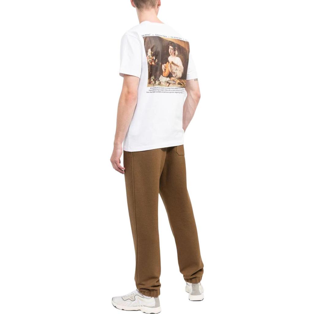 Off-White Тонкая футболка с короткими рукавами Caravaggio Lute, черные/белые мужские топы OMAA027C99JER0110110