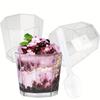 10pcs Plastic Mousse Cups Jelly Pudding Dessert Cups with Spoon Set Disposable Jelly Cups Ice Cream Trapezoidal Cups
