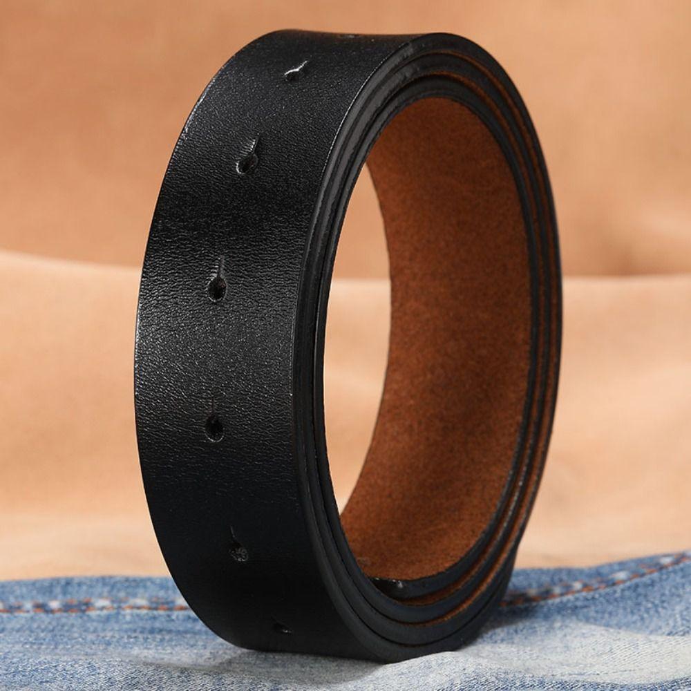 Replacement Craft DIY Genuine Leather Belt 3.3/3.8cm with Hole Classic Waistband No Buckle Girdle