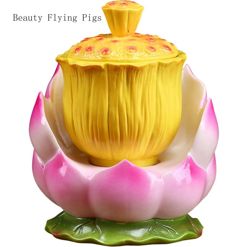 Высококачественная керамическая чашка для лотоса размером 10,5x7,8 см, чашка для очистки воды, зал Будды для дома Гуаньинь, буддийская утварь и украшения