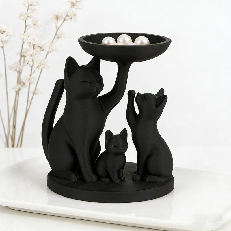 Черная кошка, поднос для украшений, настольный поднос для хранения украшений, декоративные предметы для украшения и хранения на рабочем столе дома, хранение косметики