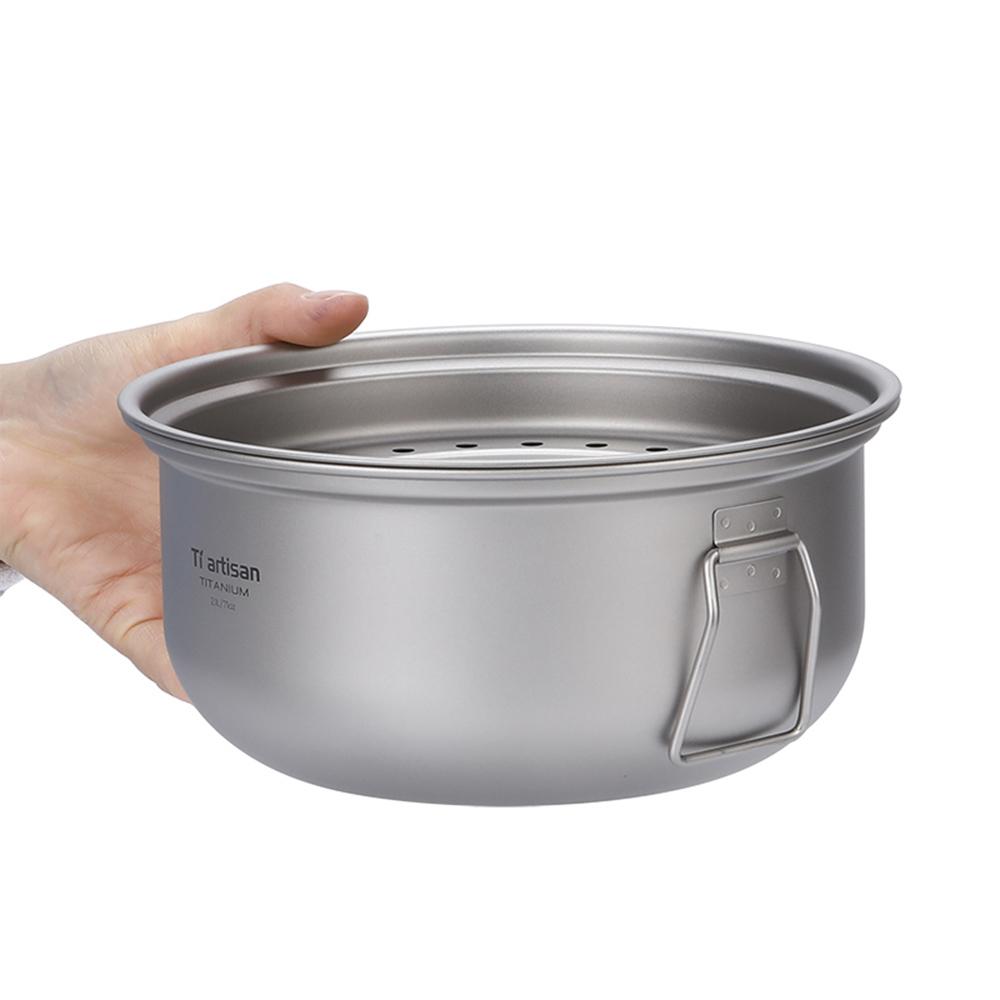 Титановый набор кастрюль для пароварки с крышкой, набор для приготовления супа на открытом воздухе, кастрюля для приготовления пара, набор для посуды