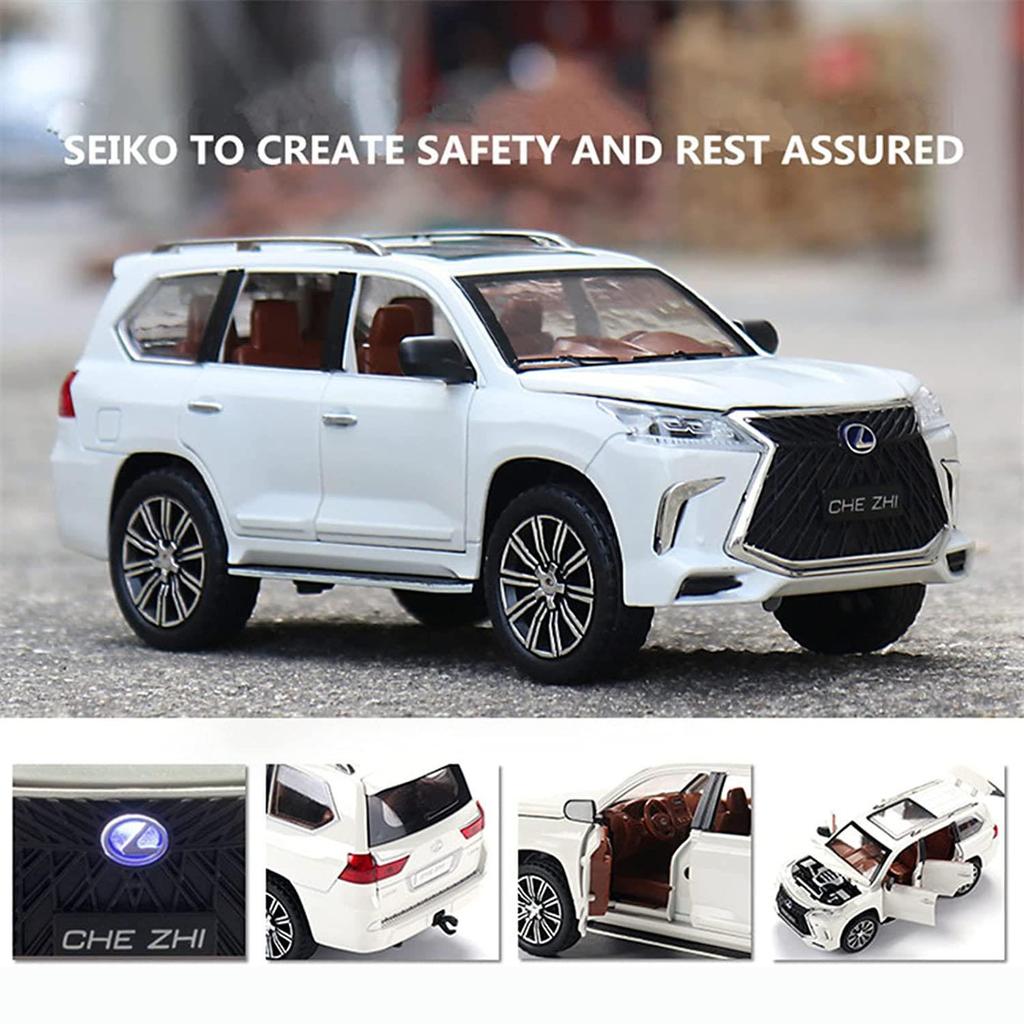 1:32-масштабная модель автомобиля Lexus LX570 для бездорожья из сплава, литая под давлением, металлическая игрушка-автомобиль с откатным механизмом со звуком и светом, 6 открытых дверей для детей, коллекция подарков для взрослых